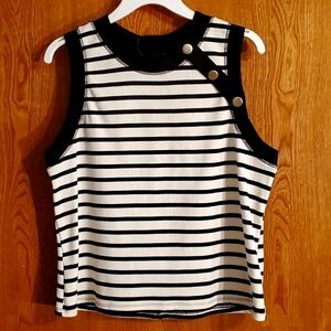 Who What Wear L Ribbed Tank Black & Cream